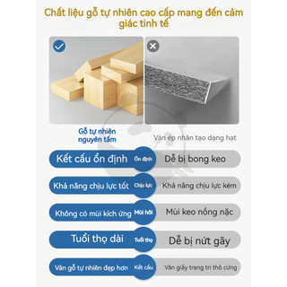 Kệ Treo trường gỗ giá treo tường không khoan Cho Phòng Khách Phòng Ngủ Nhà Bếp Không Hư Tường