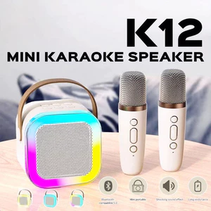 Loa Bluetooth Karaoke Mini Kèm 2 Micro Không Dây,Thiết Kế Nhỏ Gọn Tiện Dụng, Thay Đổi Giọng, Dễ Sử Dụng