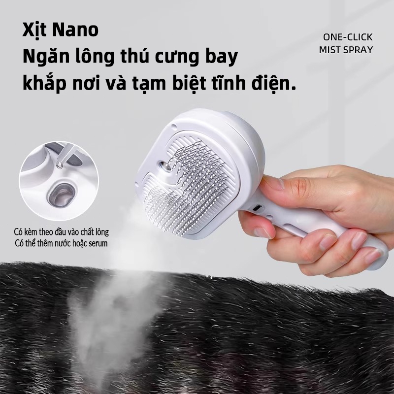 Lược Xịt Massage Thú Cưng Cutepet- 2 Trong 1, Bàn Chải Thú Cưng Đa Năng, Thiết Kế Lược Silicon Mềm Mại