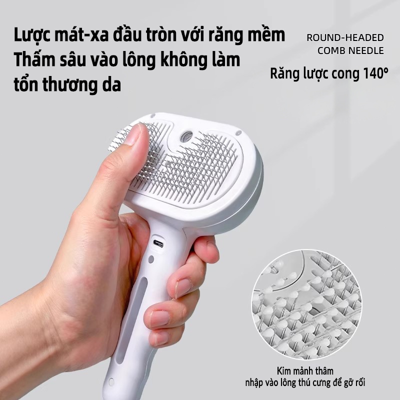 Lược Xịt Massage Thú Cưng Cutepet- 2 Trong 1, Bàn Chải Thú Cưng Đa Năng, Thiết Kế Lược Silicon Mềm Mại