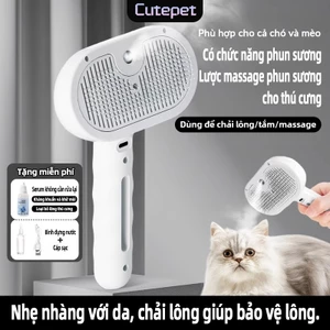 Lược Xịt Massage Thú Cưng Cutepet- 2 Trong 1, Bàn Chải Thú Cưng Đa Năng, Thiết Kế Lược Silicon Mềm Mại