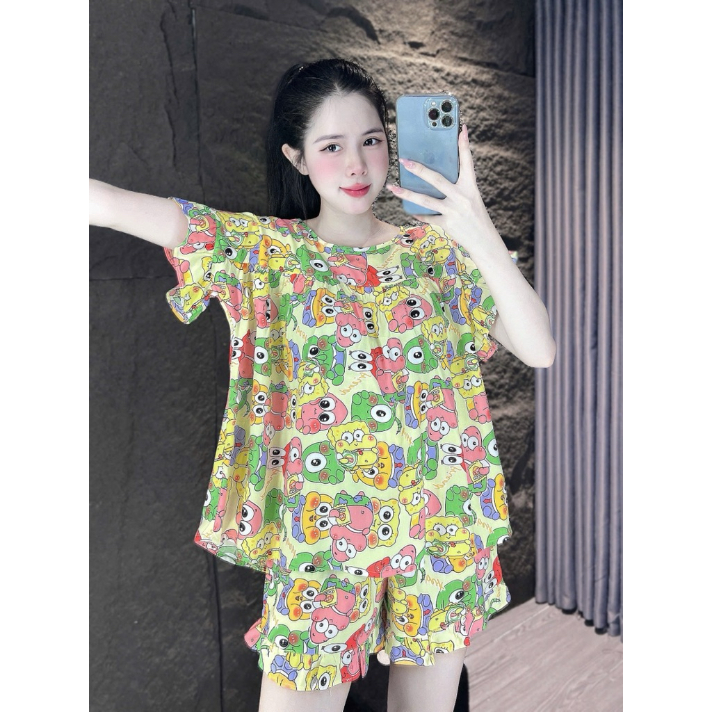 Set Bộ Đùi Tole Xinh Xắn Tay Bèo Quần Đùi Viền Bèo - HN CLOSET