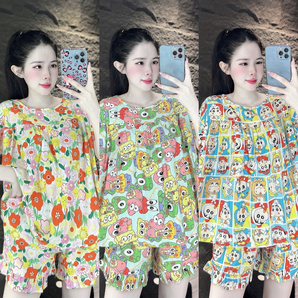 Set Bộ Đùi Tole Xinh Xắn Tay Bèo Quần Đùi Viền Bèo - HN CLOSET