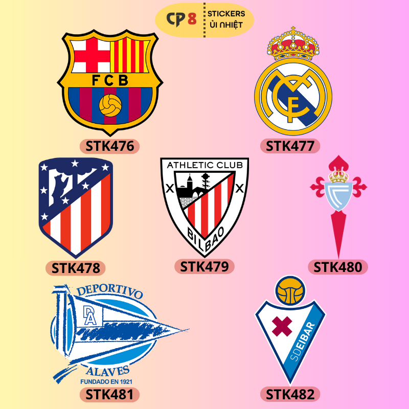 Bộ Hình In, Ủi Nhiệt Sticker Các CLB Bóng Đá La Liga 01 - CP8 PET Sticker