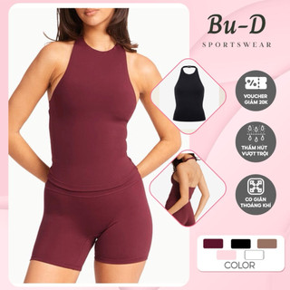 Set đồ tập gym, yoga nữ cao cấp cổ yếm chất Poly thoải mái quần loe, quần ngắn, quần dài (mã 132)