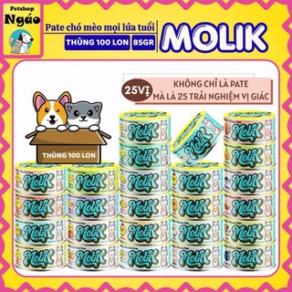 [Thùng Tiết Kiệm 100 Lon] Pate Molik 85g Thức Ăn Ướt Cho Chó Mèo Đủ Vị Mousse Và Súp (Mix Vị)