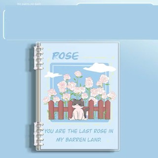 Sổ vở còng nhựa hai đầu Flowers and Cat làm tập vở học sinh sinh viên + Ruột sổ BONZAI