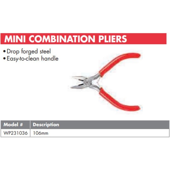 Kìm mini WORKPRO nhọn WP231034, kìm cắt WP231035, kìm điện WP231036, càng cua WP231037, mũi nhọn dài WP231038, WP231039