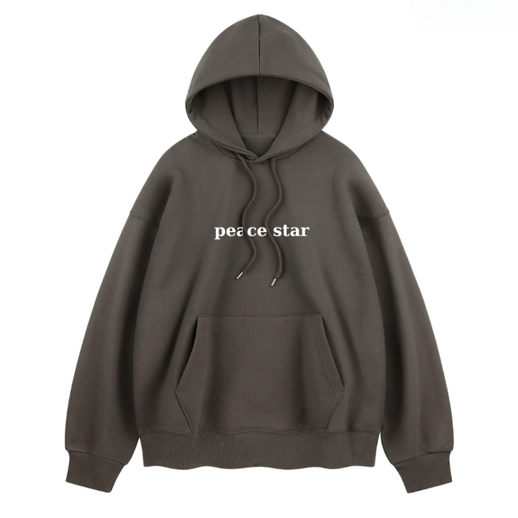 Áo Hoodie Nam Nữ In PEACE STAR Form Rộng Chất Nỉ Hàng Xuất Trơn Dài Tay Local Brand DƯỚI 68KG K1