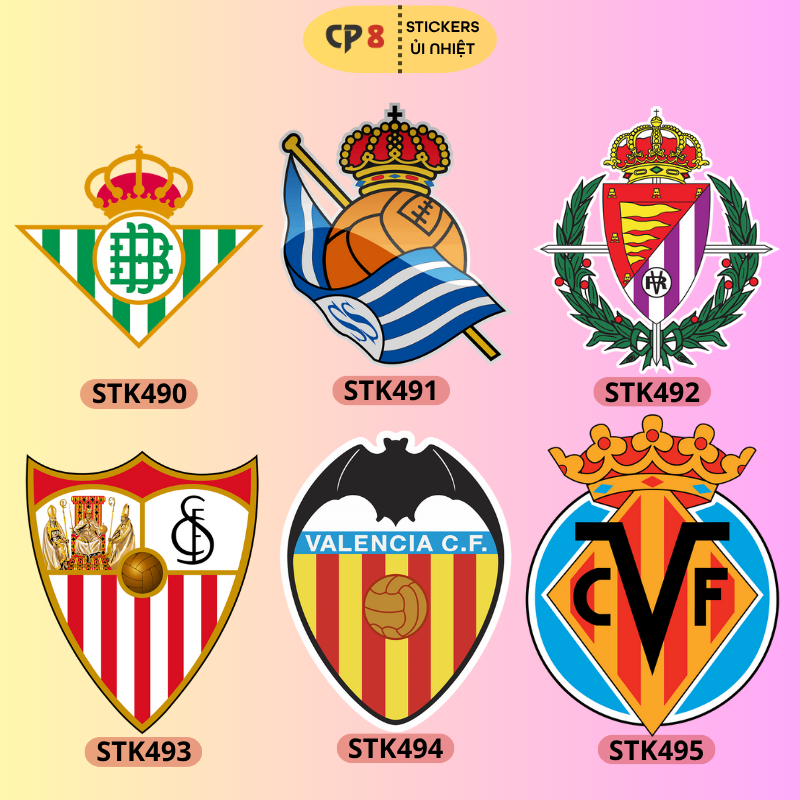 Bộ Hình In, Ủi Nhiệt Sticker Các CLB Bóng Đá La Liga 03 - CP8 PET Sticker