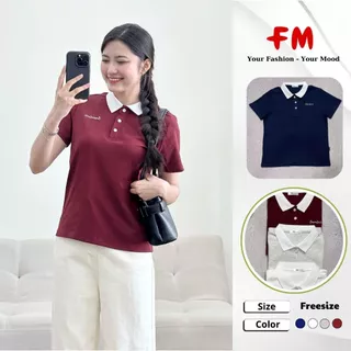Áo Thun Polo Nữ FMSTYLE SHOP - Thêu Chữ Lowcalorie Form Oversize Dễ Phối Đồ 25101595