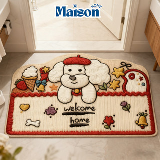 Thảm Lau Chân Vải Lanh Dệt Hình Chó Con MAISON – Thảm Chùi Chân Chống Trượt Cửa Ra Vào Decor Nhà Cửa