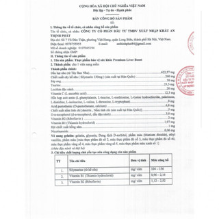 Thực phẩm bảo vệ sức khỏe Premium Liver Booốt 120 viên