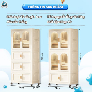 Tủ Nhựa Đa Năng Cho Bé, Tủ Quần Áo Gấp Gọn Có Ngăn Treo Mẫu Mới 2026, Lắp Ráp Dễ Dàng, Dày Dặn Chắc Chắn HC18