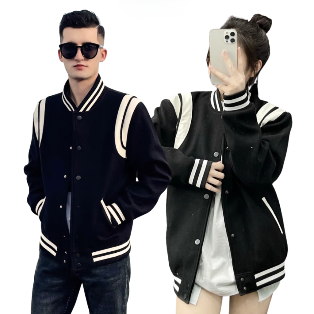 Áo Khoác Nỉ bomber sọc vai Form, Áo Khoác Nỉ Dài Tay Nam Nữ Chữ In Nổi Bật Hot Trend K1