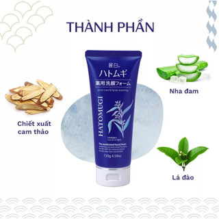 Sữa Rửa Mặt Hatomugi Ý Dĩ Ngừa Mụn The Medicated Facial Foam 130g