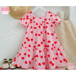 Đầm Bé Gái Tay Phồng Họa Tiết Hoa Ngọt Ngào – Chất Thô Cotton Xuất Dư Siêu Mát – Form Dễ Mặc