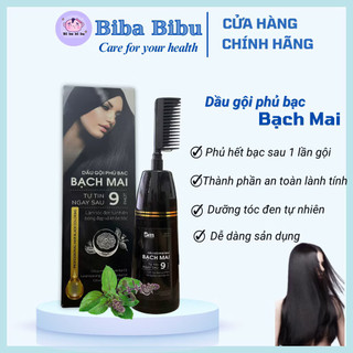 Dầu Gội Phủ Bạc Thảo Dược Bạch Mai, Nhượm Tóc Bạc, Phủ Đen Tóc Trắng Tại Nhà Nhanh Chống. 200ml