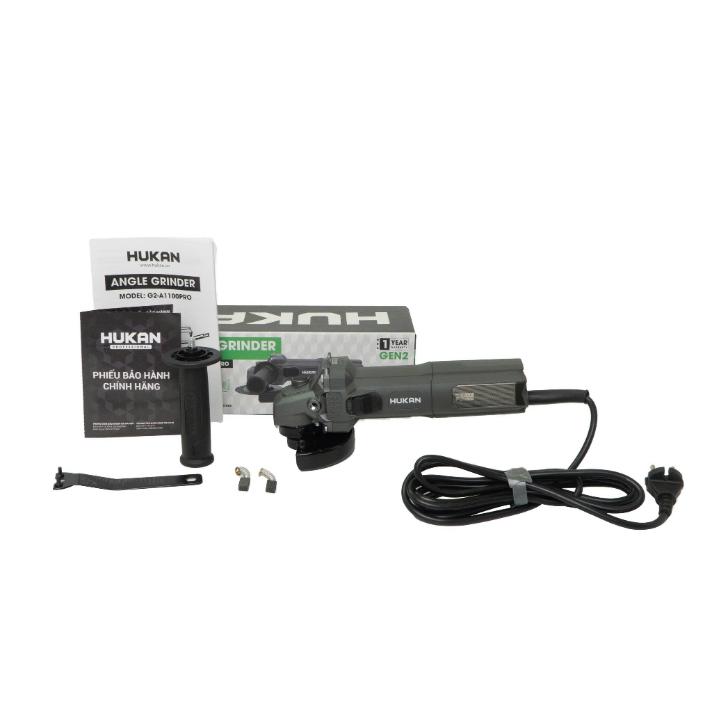 Máy Mài Công Tắc Cạnh HUKAN GEN2 G2-A1100PRO| Công Suất 1100W, 6 Cấp Chỉnh Tốc, Đĩa 100mm, Tốc Độ 11000RPM, Trục M10