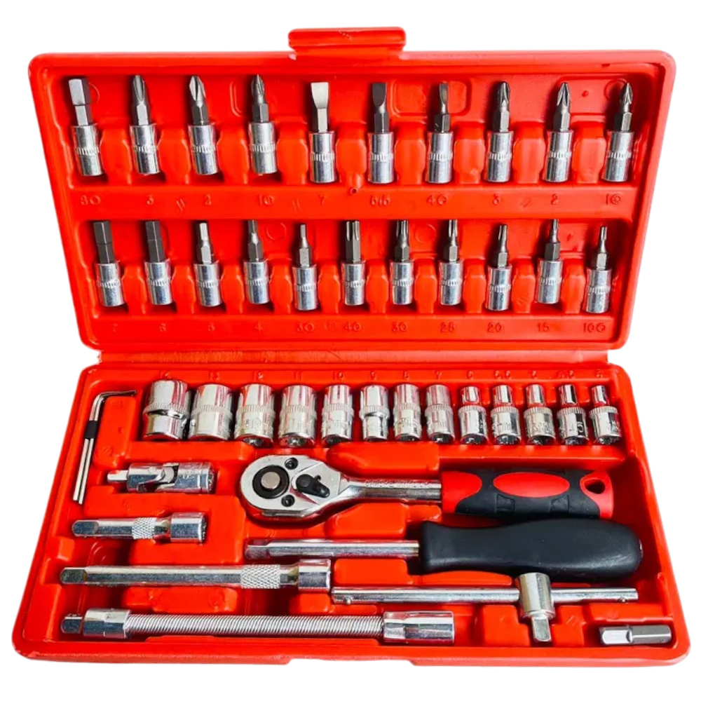 [ĐẦU NHỎ - chân 1/4]Bộ dụng cụ mở bulong ốc vít đa năng đầu 1/4 - 46 chi tiết 4-14mm