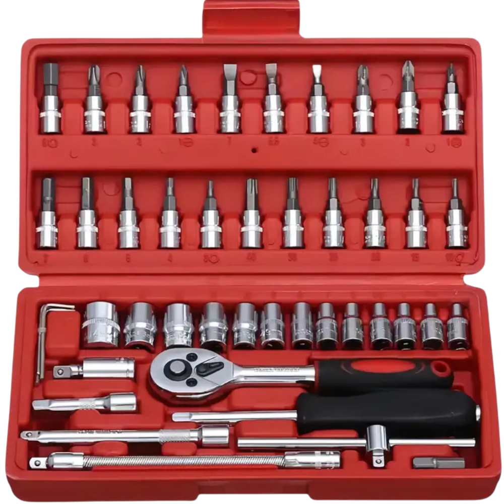 [ĐẦU NHỎ - chân 1/4]Bộ dụng cụ mở bulong ốc vít đa năng đầu 1/4 - 46 chi tiết 4-14mm