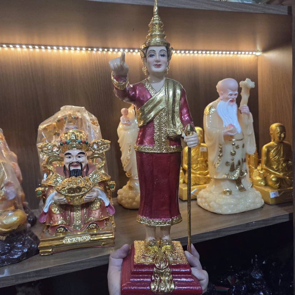 Tượng Nữ Thần Cầm Quyền Trượng Cao 27cm Vật Trang Trí Kệ Tivi Tạo Cảm Giác Bình Yên Cho Gia Đình
