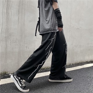 Quần ống rộng nam nữ ,quần jogger thiết kế ỐNG RỘNG SUÔNG Họa Tiết Tia Chớp thể thao K1