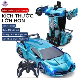 Xe điều khiển từ xa biến hình Robot có đèn và nhạc, Robot biến hình sạc Pin nhanh, Tặng đầy đủ phụ kiện, Đồ chơi trẻ em