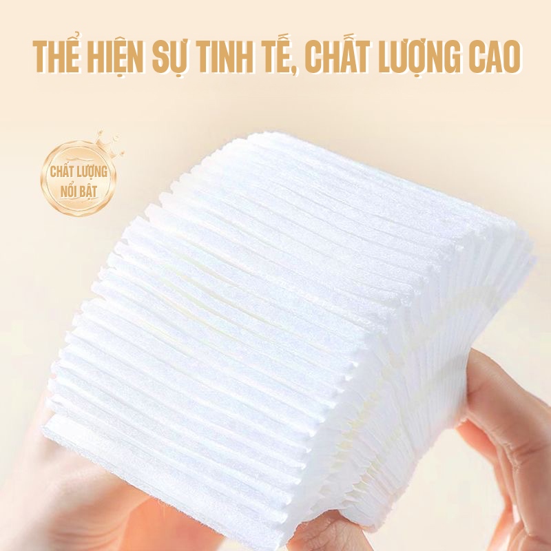 Kaleis Bông Tẩy Trang 100% Cotton Mềm Mịn Không Xơ – Miếng Bông Trang Điểm Dày, Thấm Nước Tốt – Hộp 50 Miếng
