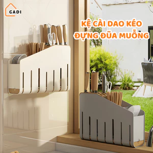 Kệ Cài Dao Tích Hợp Ống Để Đũa Muỗng GADI Chất Liệu PP Cao Cấp Có Khay Thoát Nước, Thoát Khí