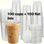 Set 100 ly nhựa có nắp 500ml. Ly nhựa dạng viền dùng 1 lần trong suốt gọn nhẹ, tiết kiệm, chắc chắn