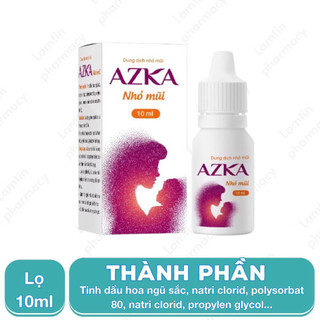 [Lọ 10ml] Nhỏ mũi AZKA Giúp Vệ Sinh Mũi Giảm Nghẹt Mũi Giảm Dịch Nhầy Mũi Dùng Được Cho Trẻ Sơ Sinh