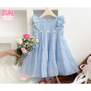 AZD586 Đầm Công Chúa Tơ Chấm Bi - Dáng Tiểu Thư Xòe To, Vải Tơ Mềm Nhẹ