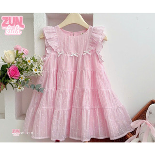AZD586 Đầm Công Chúa Tơ Chấm Bi - Dáng Tiểu Thư Xòe To, Vải Tơ Mềm Nhẹ