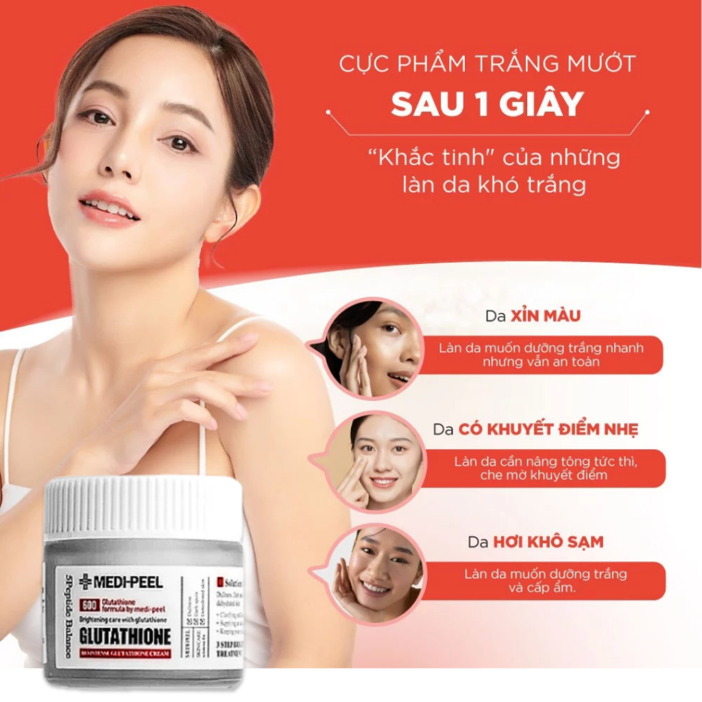 [HÀNG CHÍNH HÃNG] Kem Dưỡng Trắng Da Medipeel Glutathione 600 Dưỡng Trắng Da Mặt Sáng Bật Tông, Ngừa Lão Hóa 50g