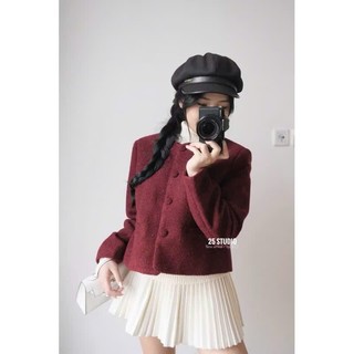 Áo Khoác Dạ Tweed Bông Xù Nữ SURAN TWEED Cúc Bọc Vải Túi Ngang Tặng Kèm Móc 247store