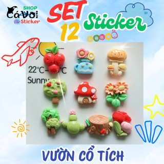 Set 12 Sticker/ Charm gắn dép Vườn cổ tích