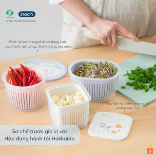 Hộp đựng hành tỏi Hokkaido Inochi - chất liệu an toàn, nắp vặn kín, lõi lưới thoáng khí giữ đồ khô ráo