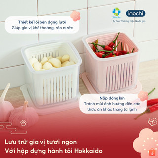 Hộp đựng hành tỏi Hokkaido Inochi - chất liệu an toàn, nắp vặn kín, lõi lưới thoáng khí giữ đồ khô ráo