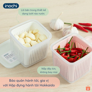 Hộp đựng hành tỏi Hokkaido Inochi - chất liệu an toàn, nắp vặn kín, lõi lưới thoáng khí giữ đồ khô ráo