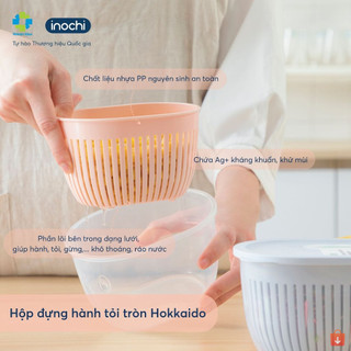 Hộp đựng hành tỏi Hokkaido Inochi - chất liệu an toàn, nắp vặn kín, lõi lưới thoáng khí giữ đồ khô ráo