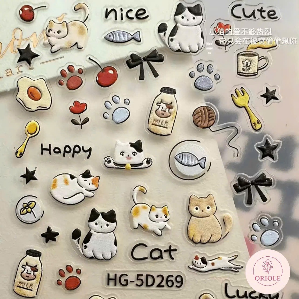 Sticker nổi 5D hình mèo dễ thương mini ,hình dán trang trí thiệp - sổ tay - trang trí ốp điện thoại xinhi