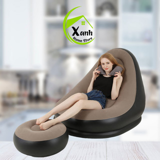 Bộ Ghế Tựa Lưng Bơm Hơi Kiểu Dáng Hàn Quốc GD266 - Bộ Ghế Lười Sofa Bọc Nhung Bơm Hơi Kèm Bơm