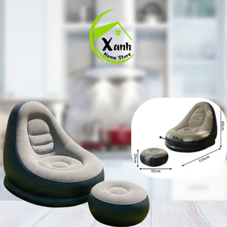 Bộ Ghế Tựa Lưng Bơm Hơi Kiểu Dáng Hàn Quốc GD266 - Bộ Ghế Lười Sofa Bọc Nhung Bơm Hơi Kèm Bơm