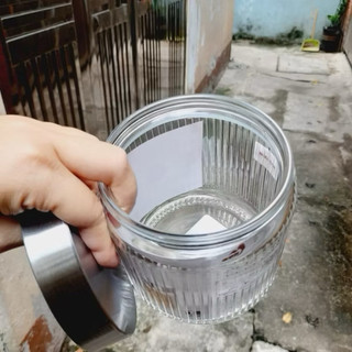 Hũ thủy tinh/ Hũ sọc nắp inox xoáy chặt khít đựng đồ khô, gia vị, muối dưa cà,…