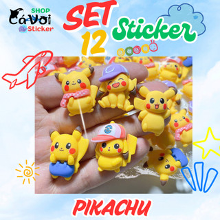 Set 12 Sticker/ Charm gắn dép PIKACHU siêu đáng yêu ngộ nghĩnh