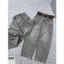 Quần baggy jean phối viền màu xám khói mẫu trend 2025