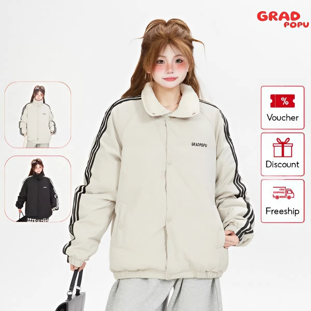 Aó phao nữ GRADPOPU dáng rộng phong cách thời trang cao cấp dày dặn ấp áp dành cho mùa đông PAP71