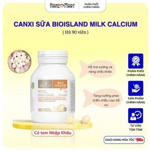 Viên nhai canxi sữa hữu cơ Bioisland For Kid bé phát triển toàn diện, cao lớn, khỏe mạnh, chống còi xương 90 viên