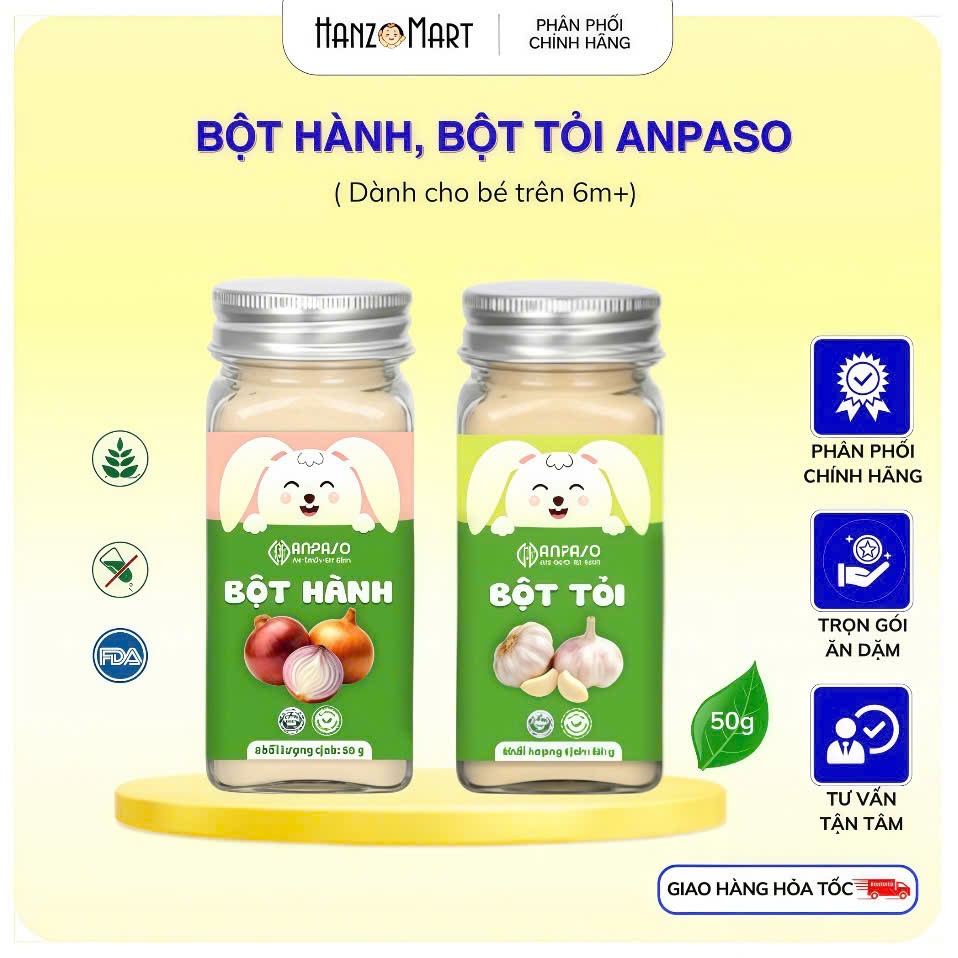 Bột Gia Vị Ăn Dặm Cho Bé Anpaso - Gia vị nấu ăn bột hành, bột tỏi 50g